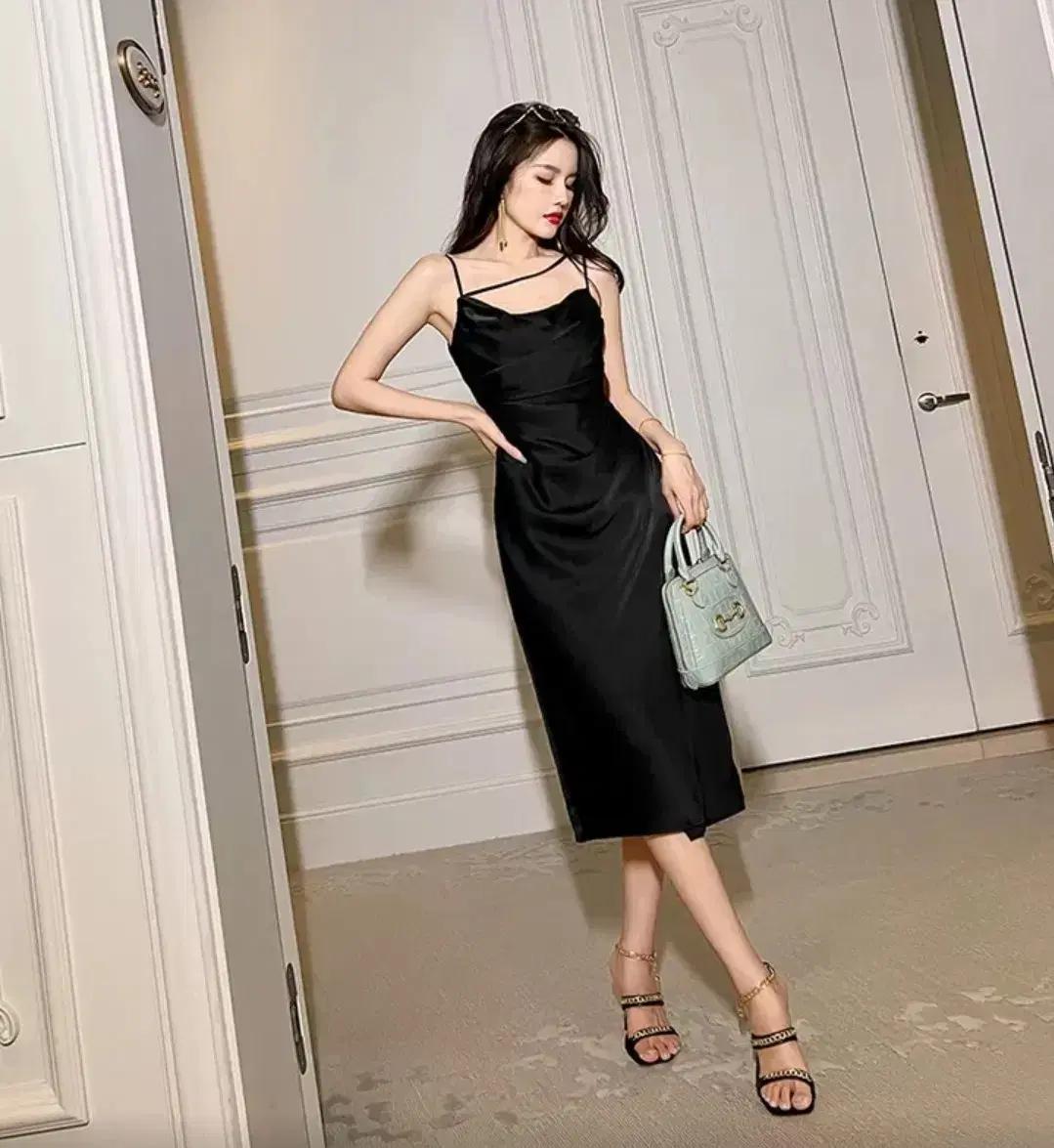 쉬인 연말파티룩 슬립 원피스 미디원피스