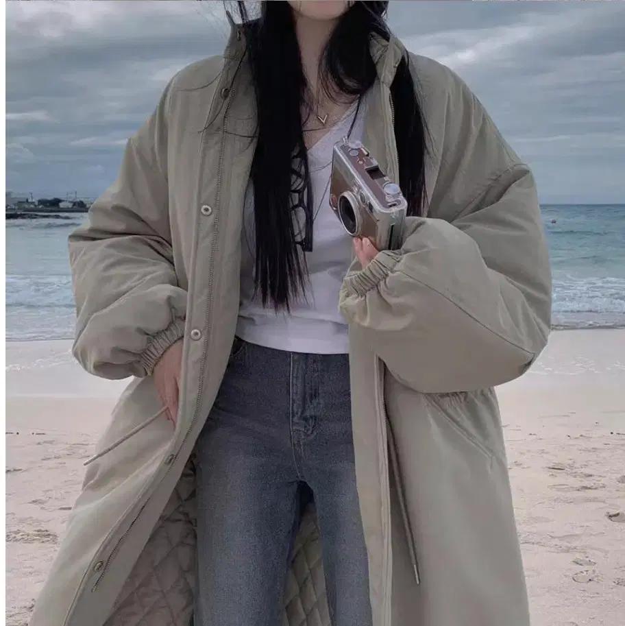 오버핏 스타일리쉬 겨울숨 누빔안감 롱 야상 점퍼 한파 따뜻 아우터 빈티지