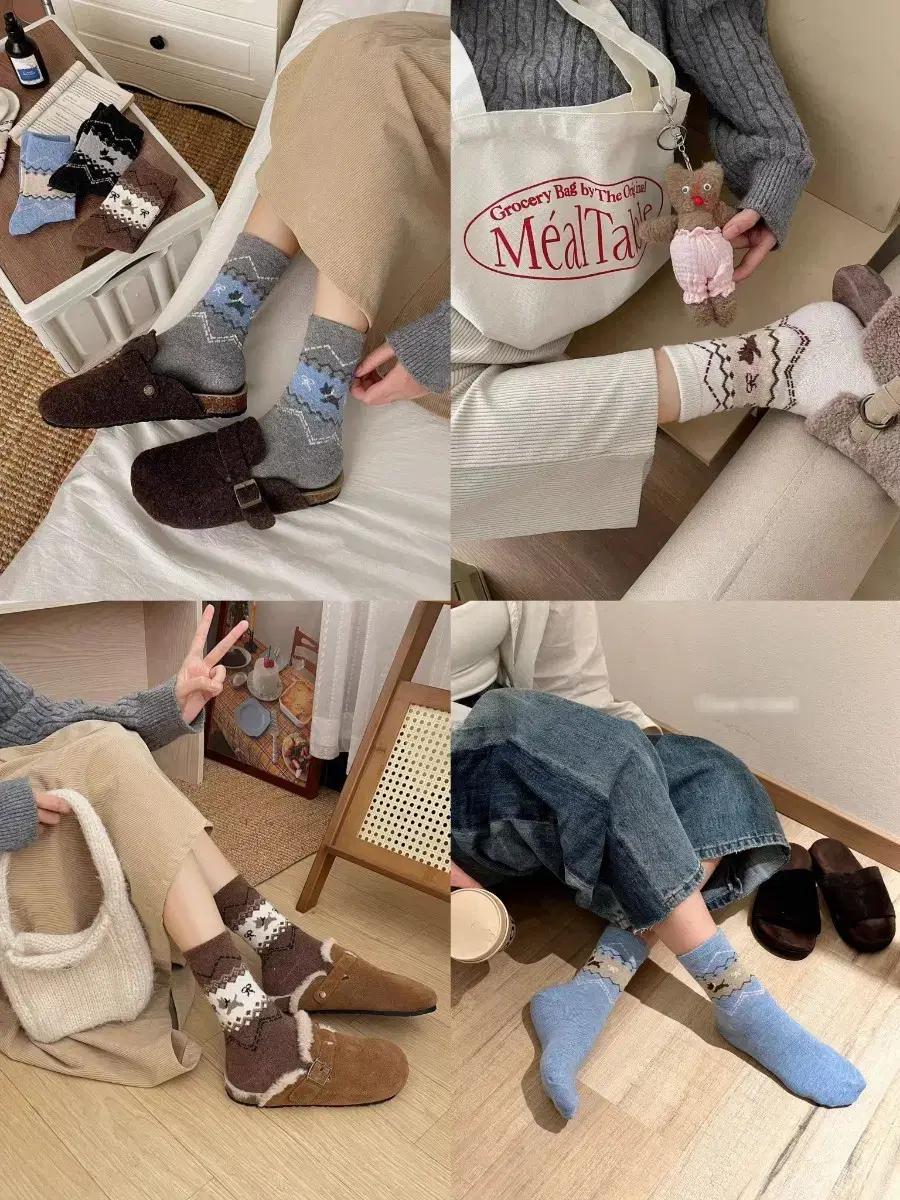 5컬레요~ 강아지 리본 패턴 양말