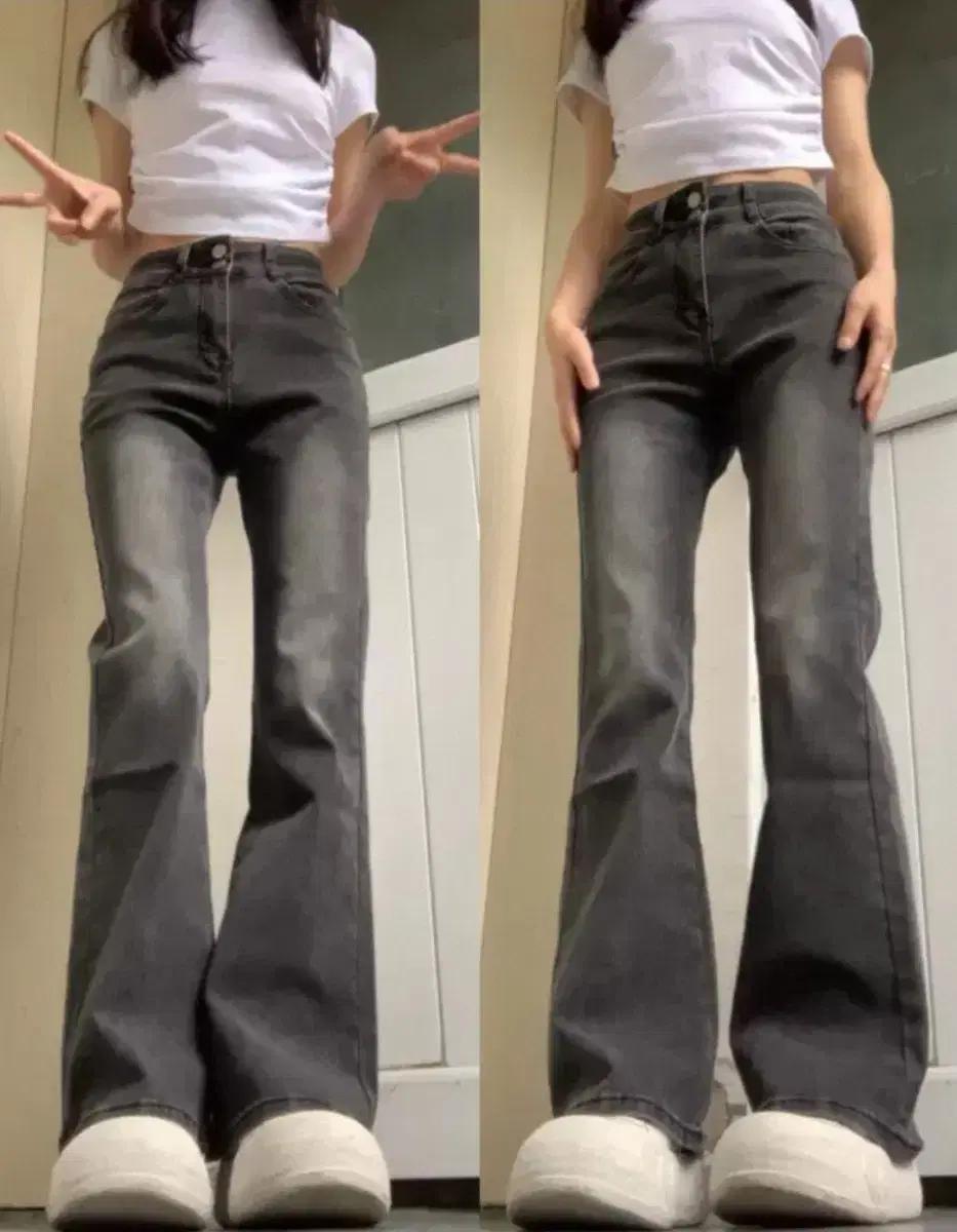 새상품)흑청바지 부츠컷 데님 검정색 팝니다 여성 여자