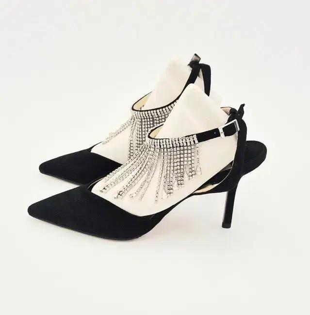 [새상품/셀렉트]지미추(JIMMY CHOO) 크리스탈 프린지 스웨이드 슬