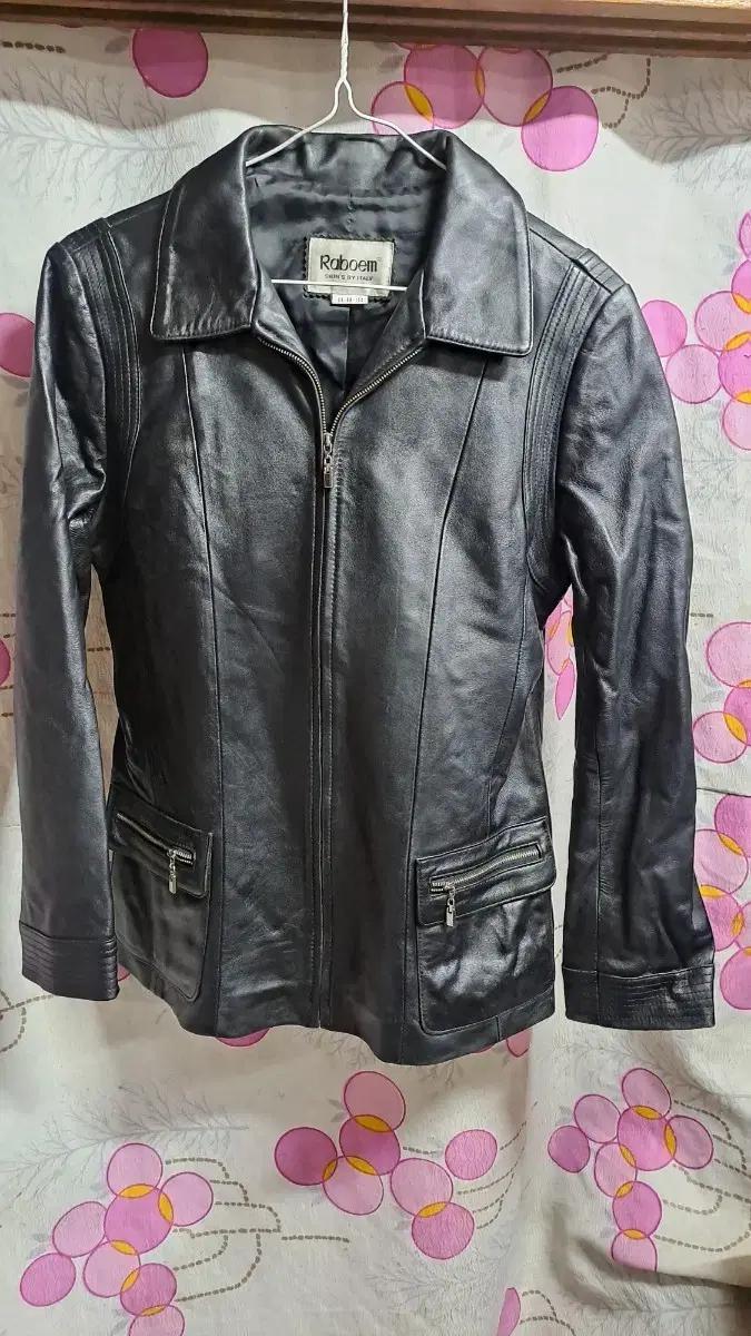 Raboem 여성 가죽 자켓 블랙