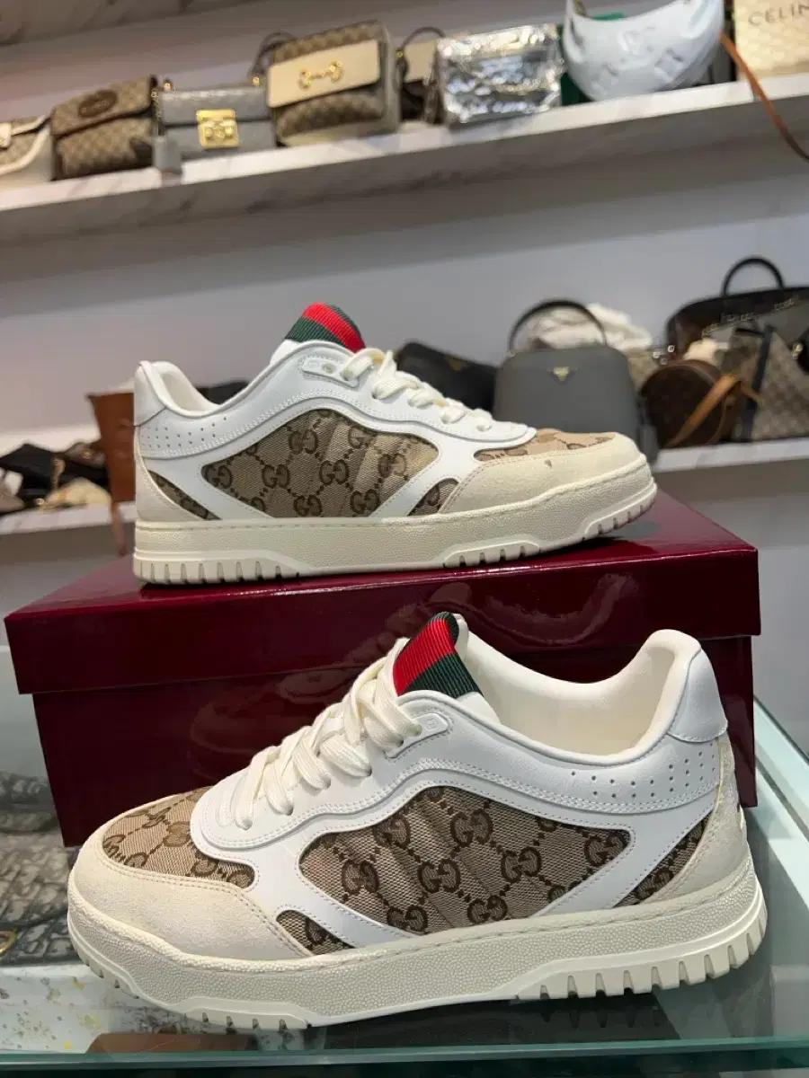 (7.5) 구찌 리웹 로우탑 캔버스 스니커즈 신발