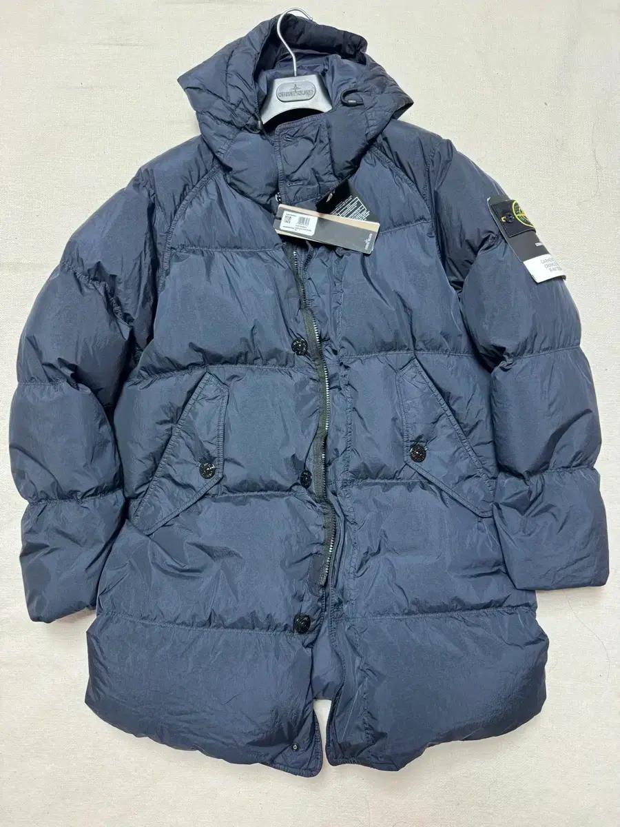 (새상품),(품절사이즈) 스톤아일랜드 크링클랩스 후드 롱패딩 네이비 S