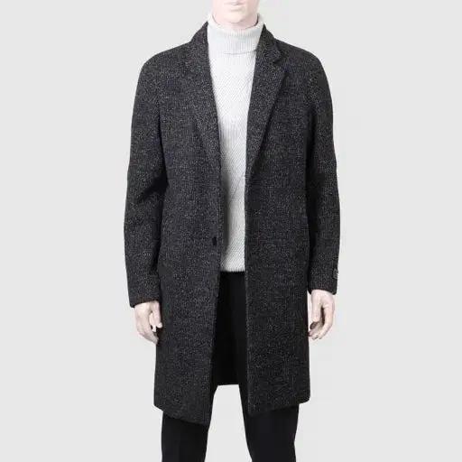 남성용 지오지아 울 져지 저지 부클 싱글 세미오버핏 코트