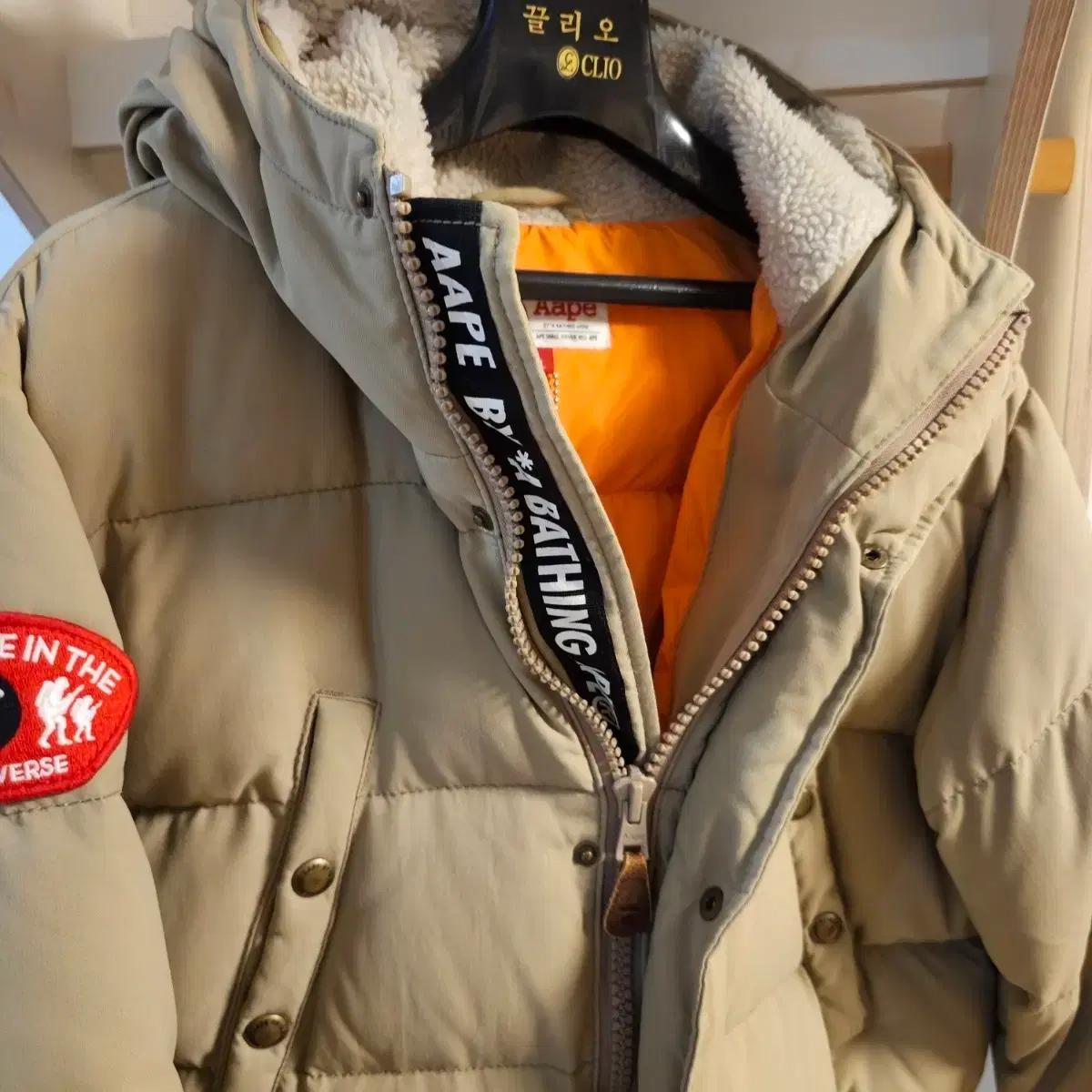 AAPE 베이프 패딩 점퍼 베이지 L