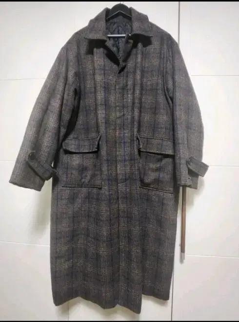 남성 울 체크 롱 코트 105