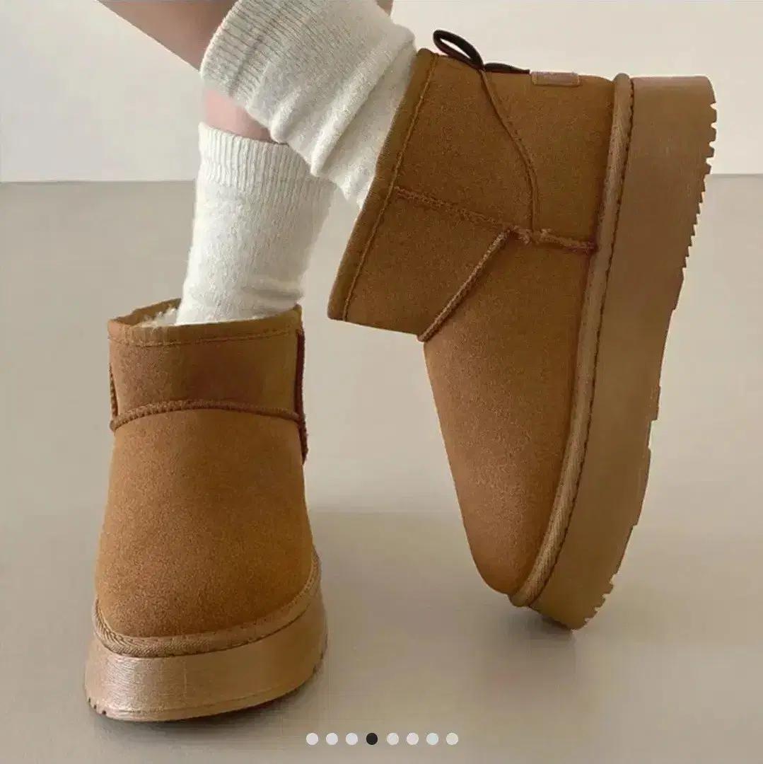 어그 부츠 키높이 통굽 소가죽 플랫폼 양털 퍼 스웨이드 털 신발 워커