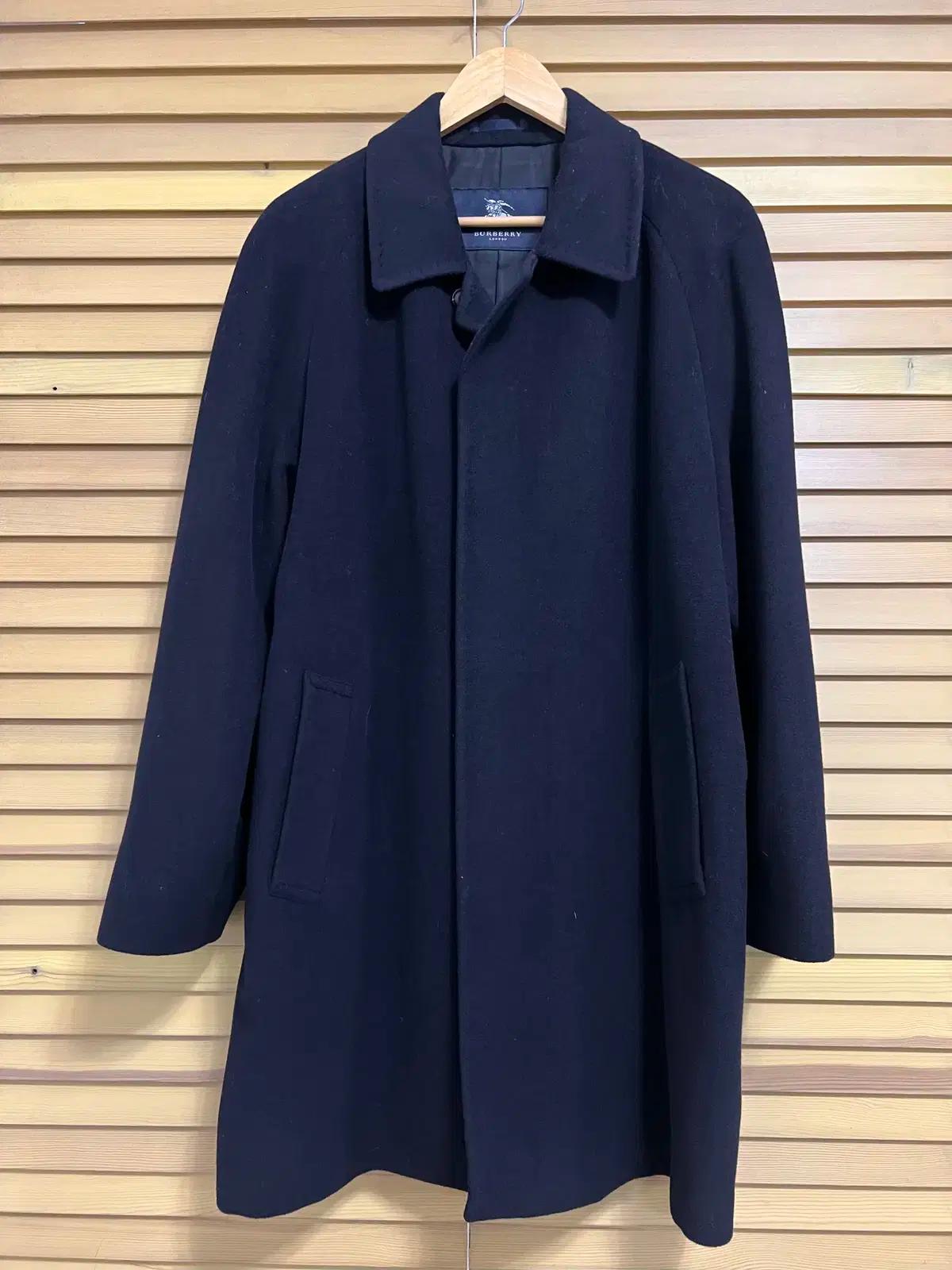 버버리 남성 네이비 울캐시미어코트 싱글코트  L