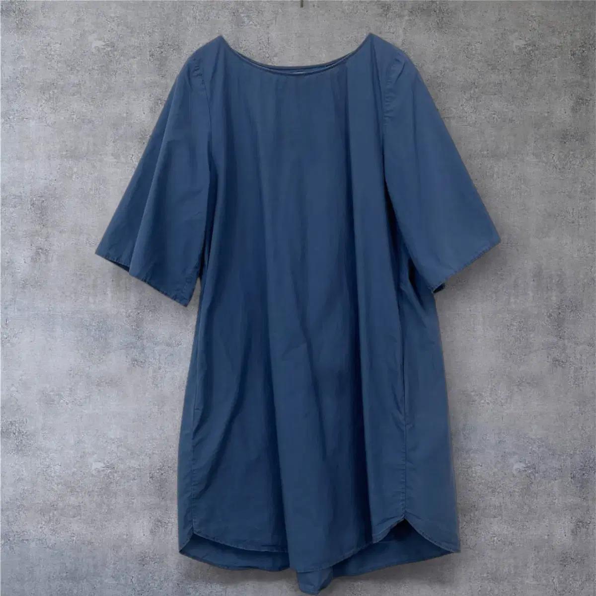 코스 COS 블루 코튼 루즈핏 반팔 원피스 38