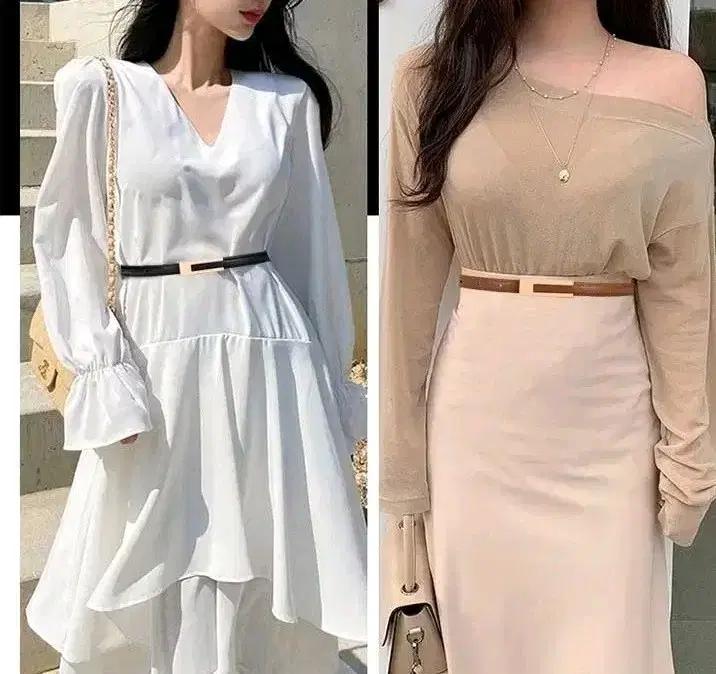 [새상품] 스트랩 슬림 여성 벨트 심플 원피스 코디