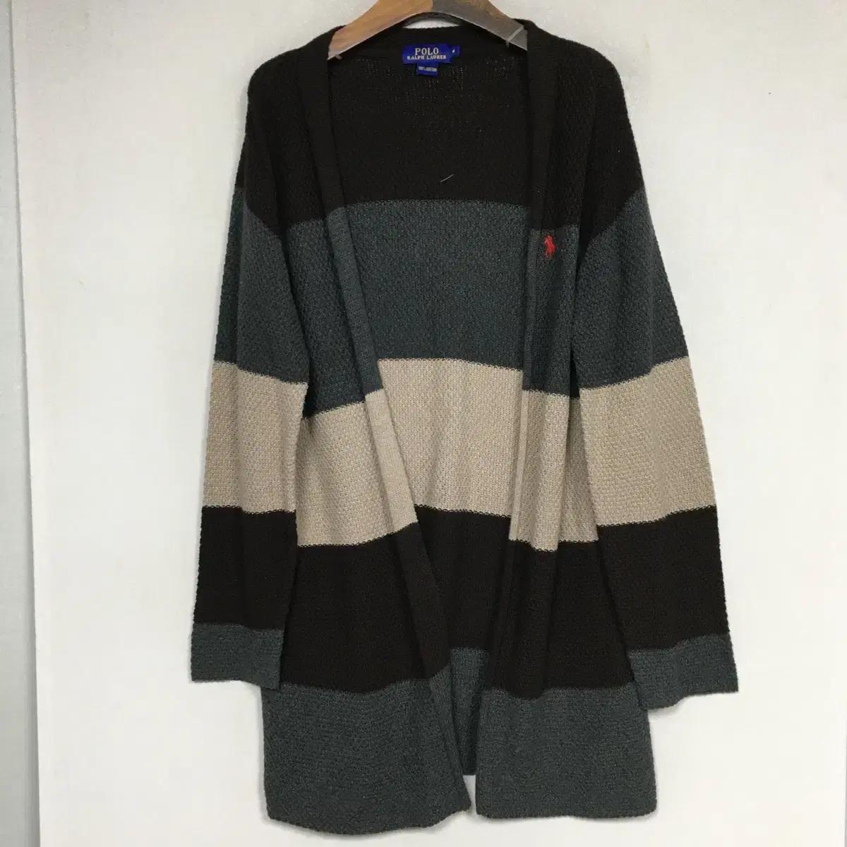 랄프로렌폴로 컬러블록 롱 가디건 M