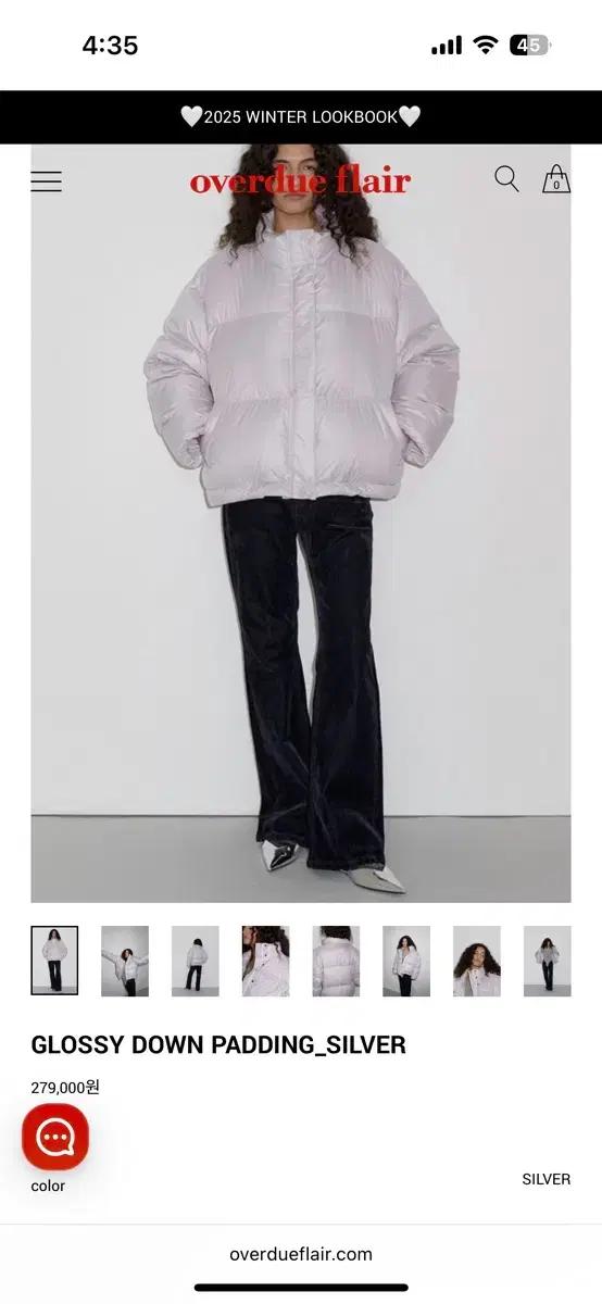 overdue flair 글로시 다운 패딩 실버색상 팝니다