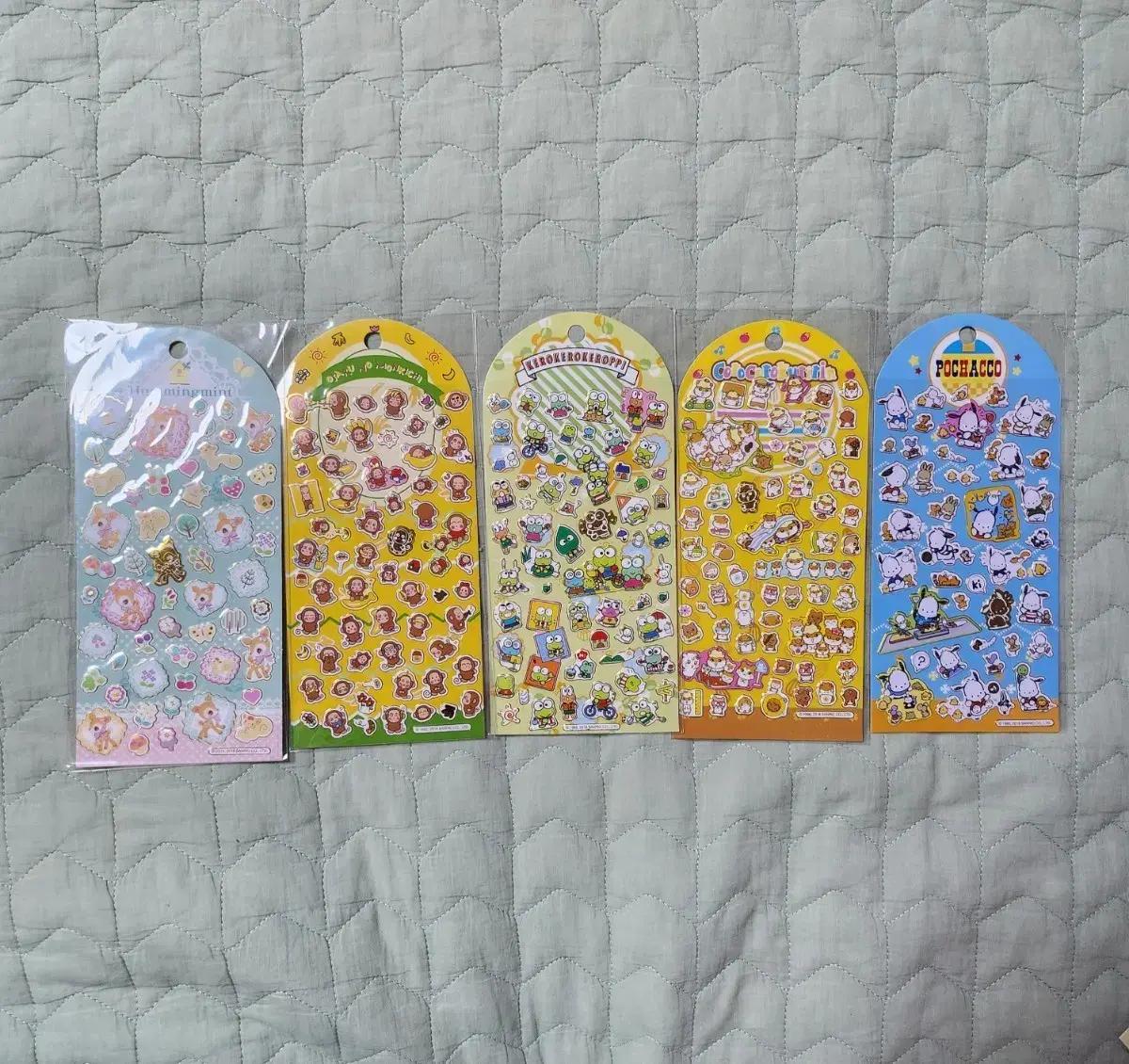 (일괄) 산리오 2018 고전 금박 씰 스티커 5종