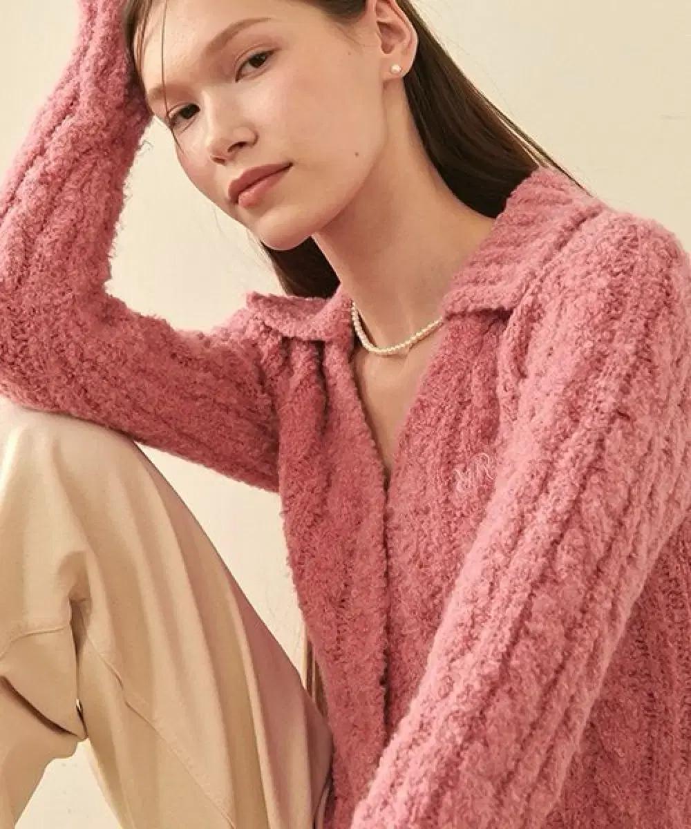 론론 핑크 니트 가디건