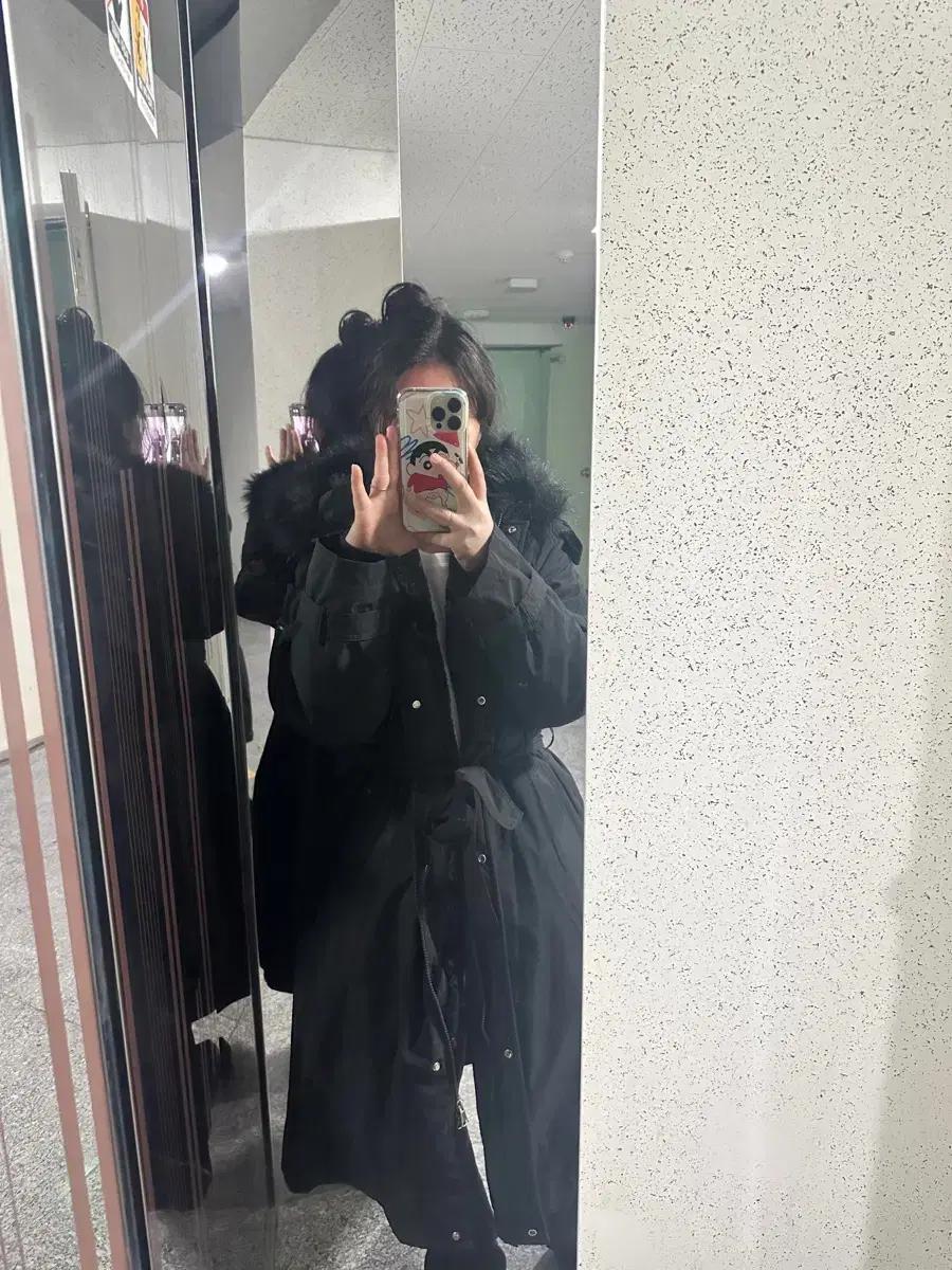 블랙 롱 패딩 코트