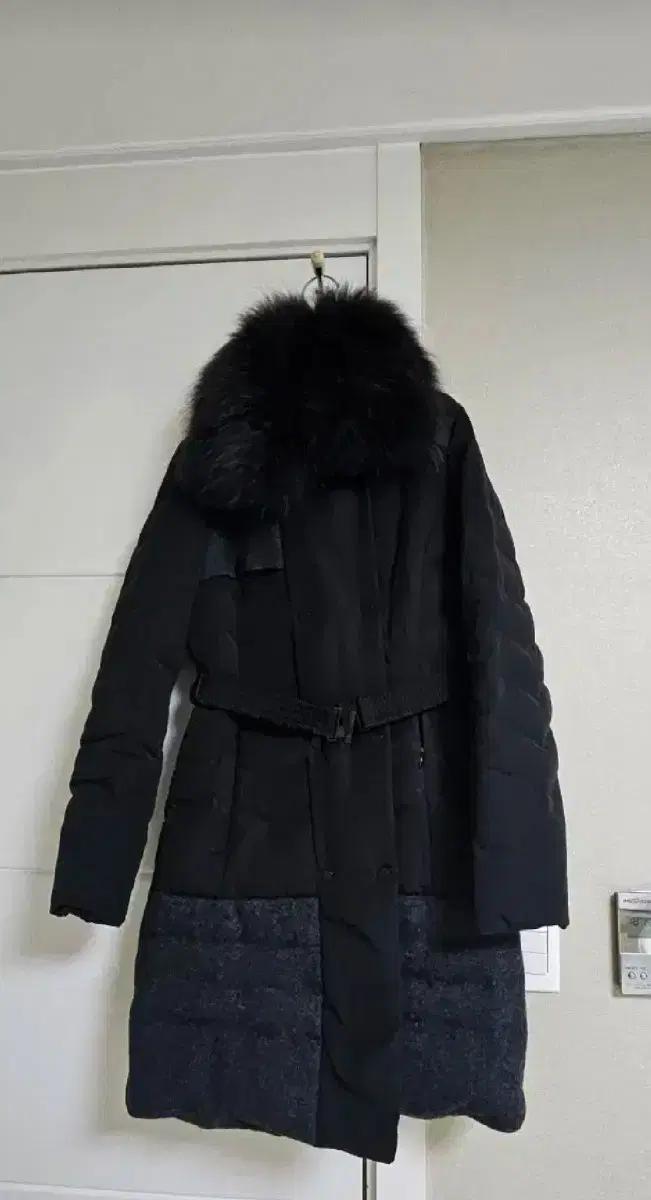 탱커스 블랙 롱 패딩 폭스퍼 벨트 코트