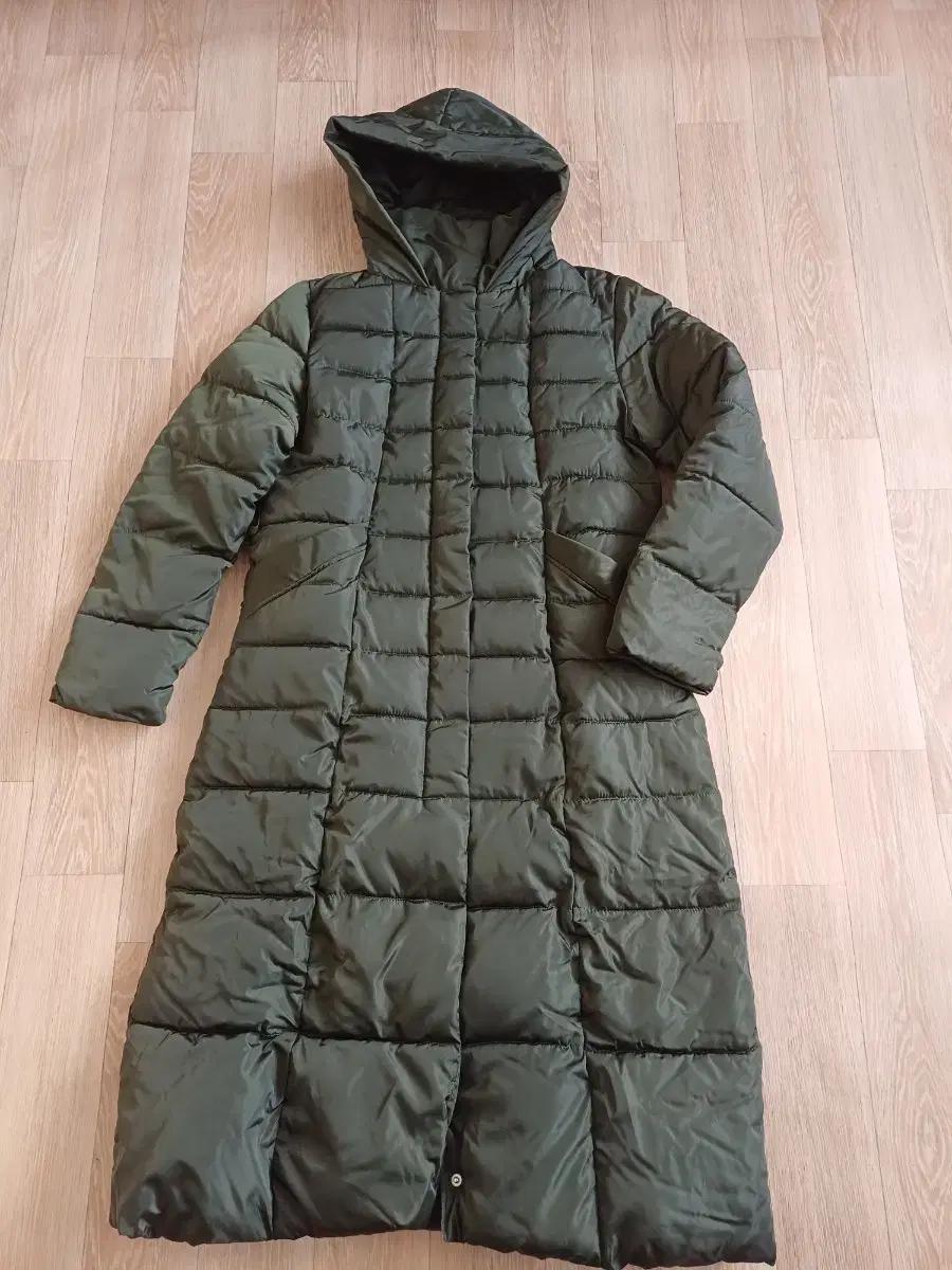 Tini 롱 후드 패딩 코트 카키색