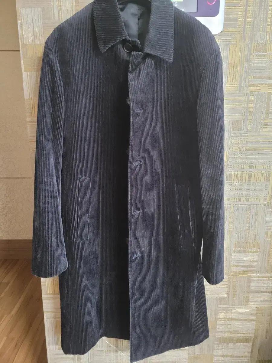 바쏘 블랙 코듀로이 롱 코트