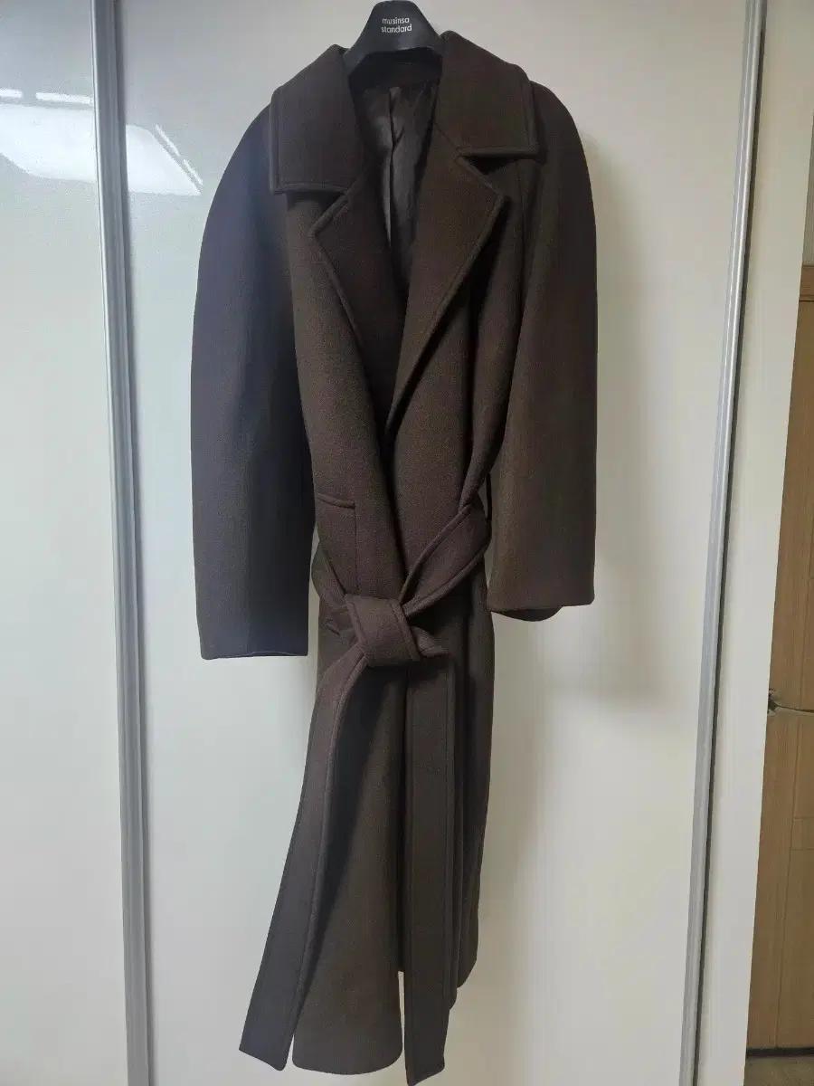 새상품 무신사 캐시미어 블렌드 맥시 더블 로브 코트 M