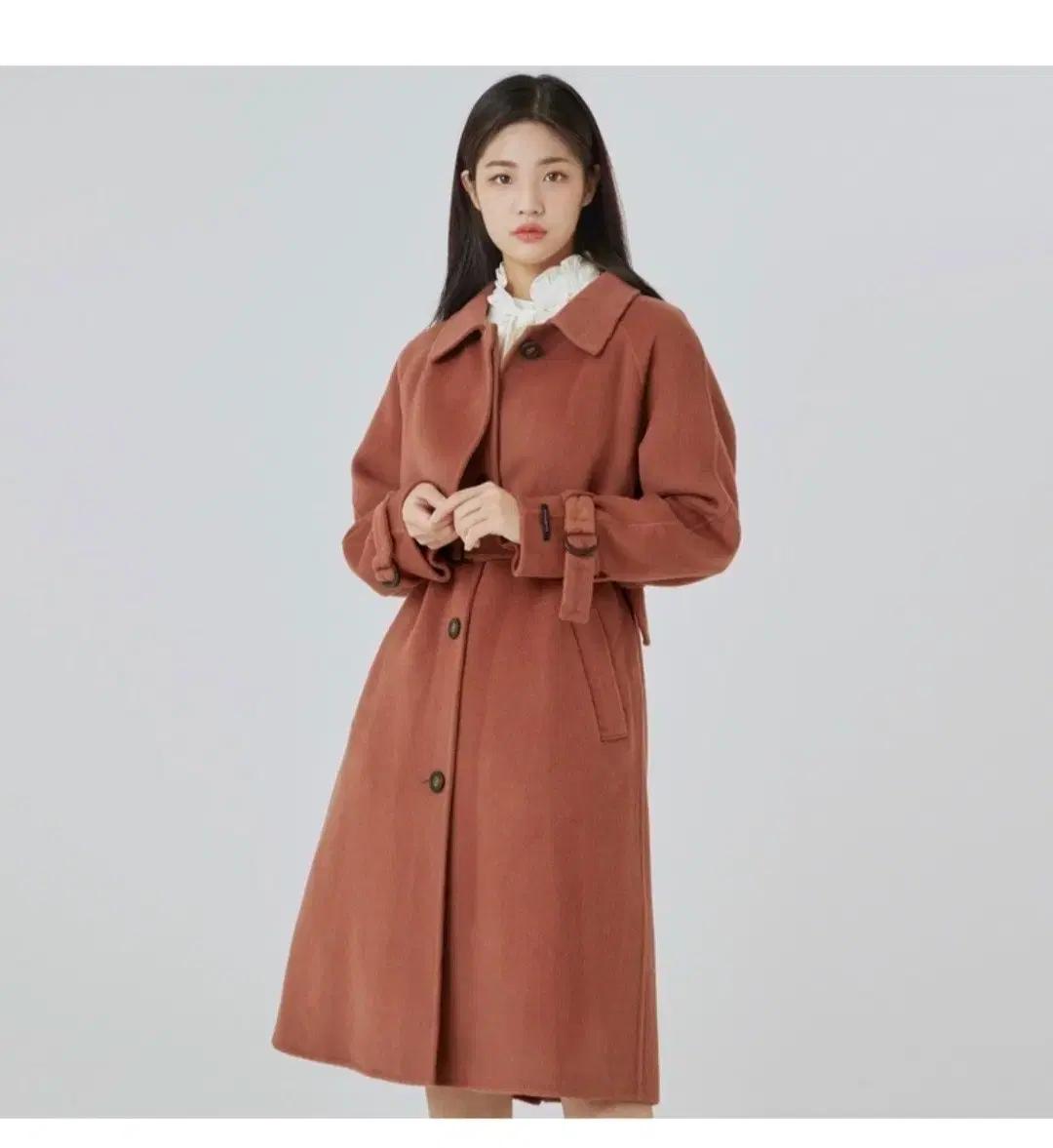 로엠 울 100 트렌치형 롱코트 ( 여성스런색상)