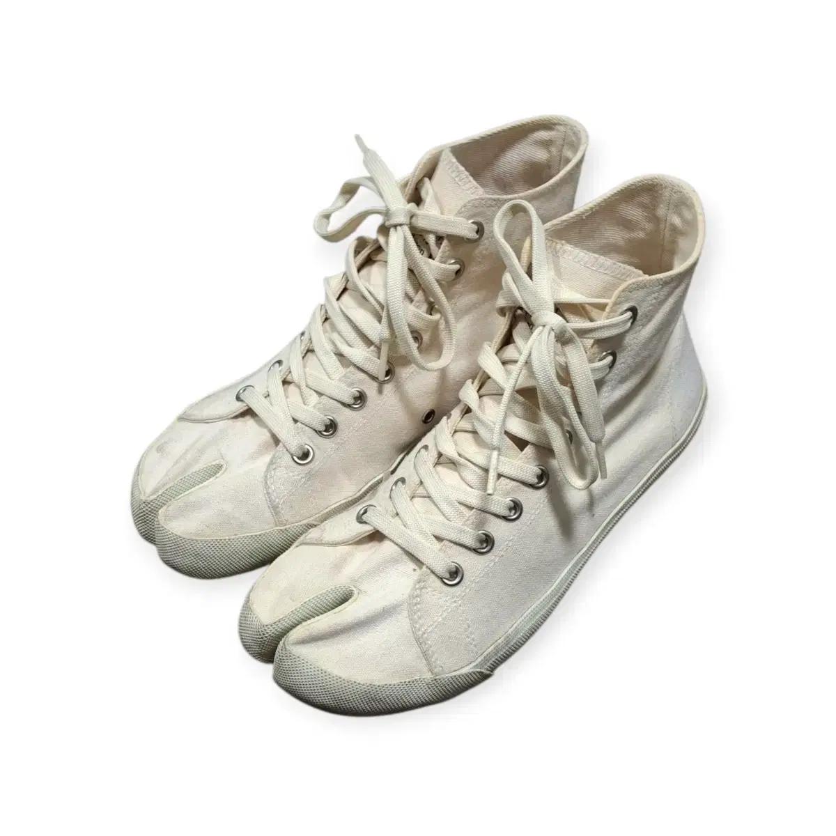 42)메종 마르지엘라 화이트 타비 슈즈 하이탑