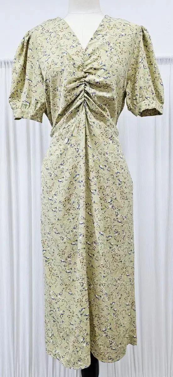 시크릿라벨 V넥 셔링 롱원피스 여름 프린트원피스