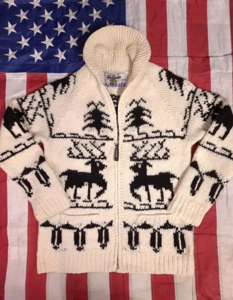 오리지날 캐나다제조 카나타 노르딕 울 코위찬 가디건