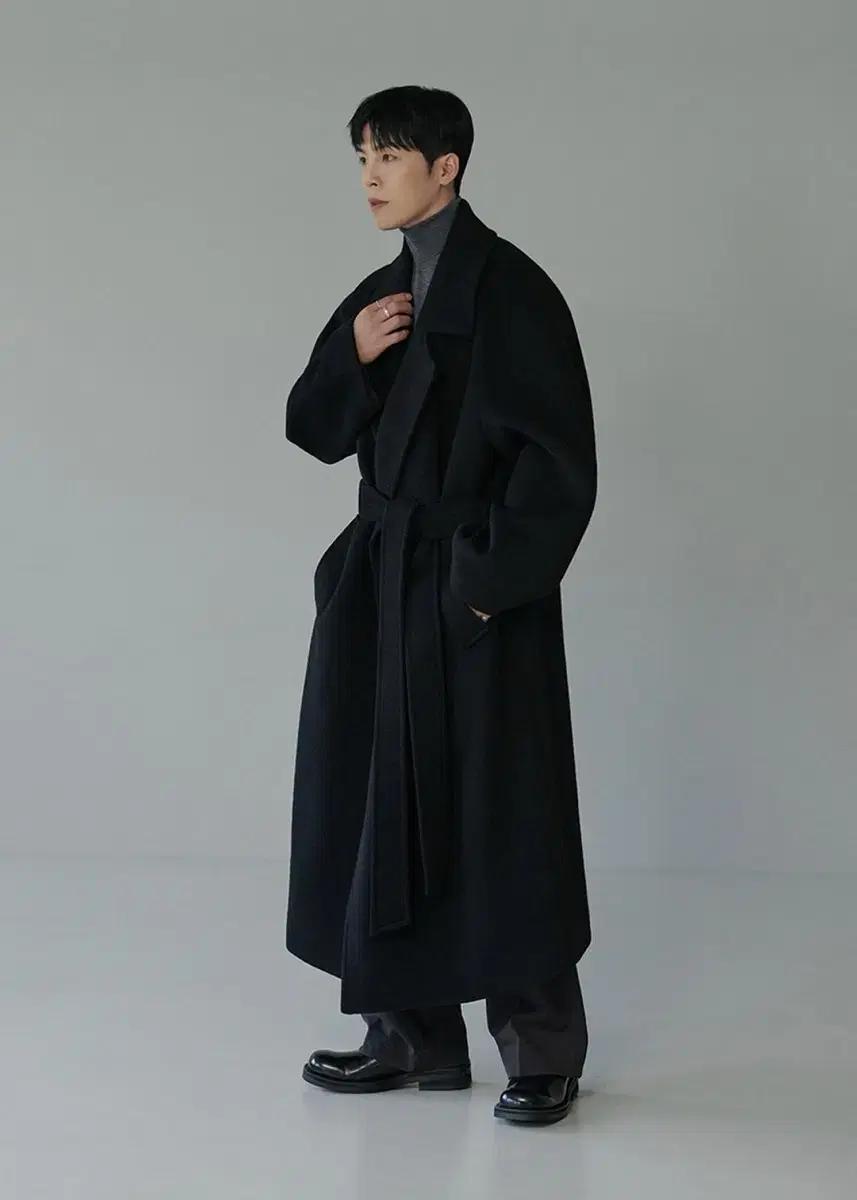 깡스타일리스트 무신사 캐시미어 블렌드 맥시 더블 로브 코트 블랙 M