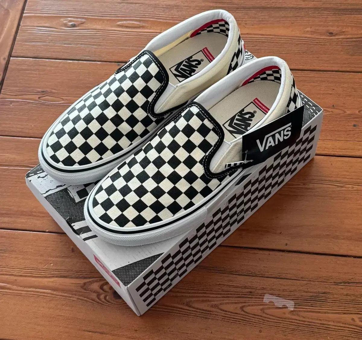 VANS 반스 슬립온 체커보드 - 블랙 오프화이트 (265)