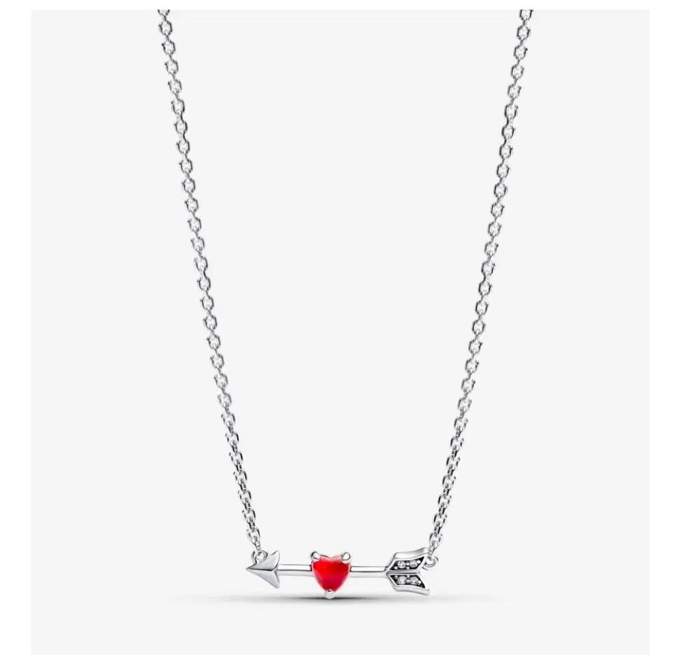 (새상품)판도라 애로우 무라노 글라스 하트 목걸이