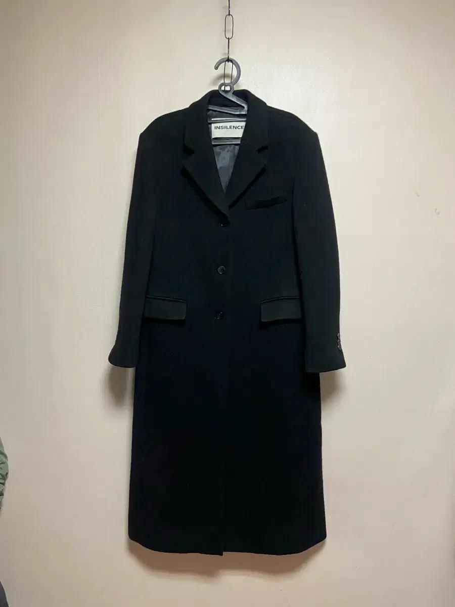 [인사일런스] 검정 울 캐시미어 혼방 롱 코트 (66-77추천)