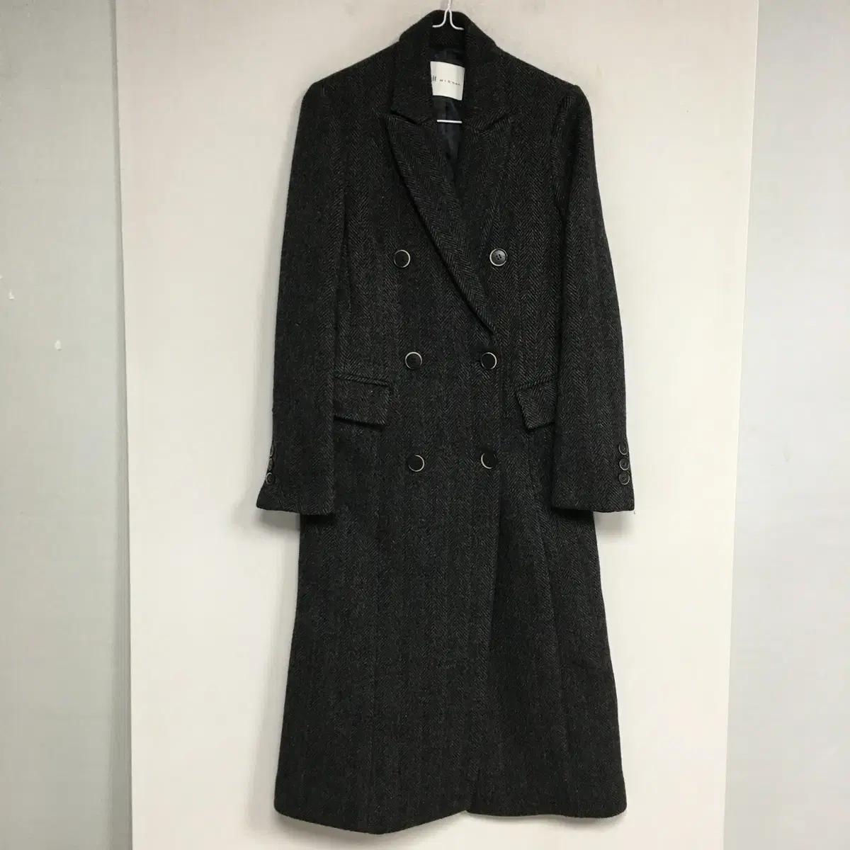 잇미샤 더블버튼 헤링본 롱 코트 44
