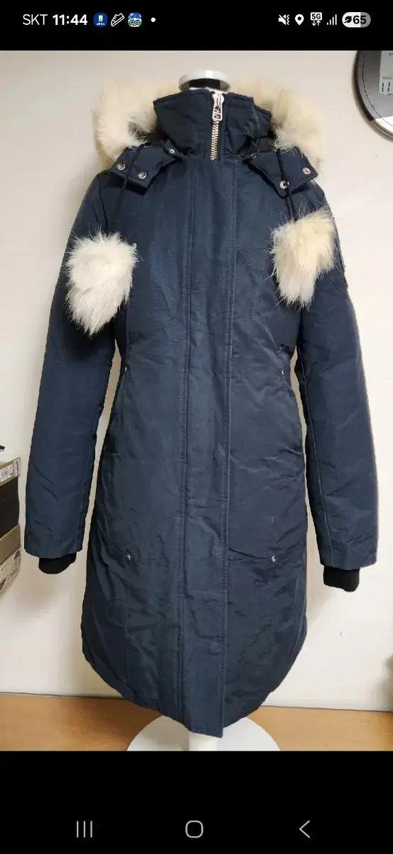 무스너클 후드 롱 패딩 코트 M