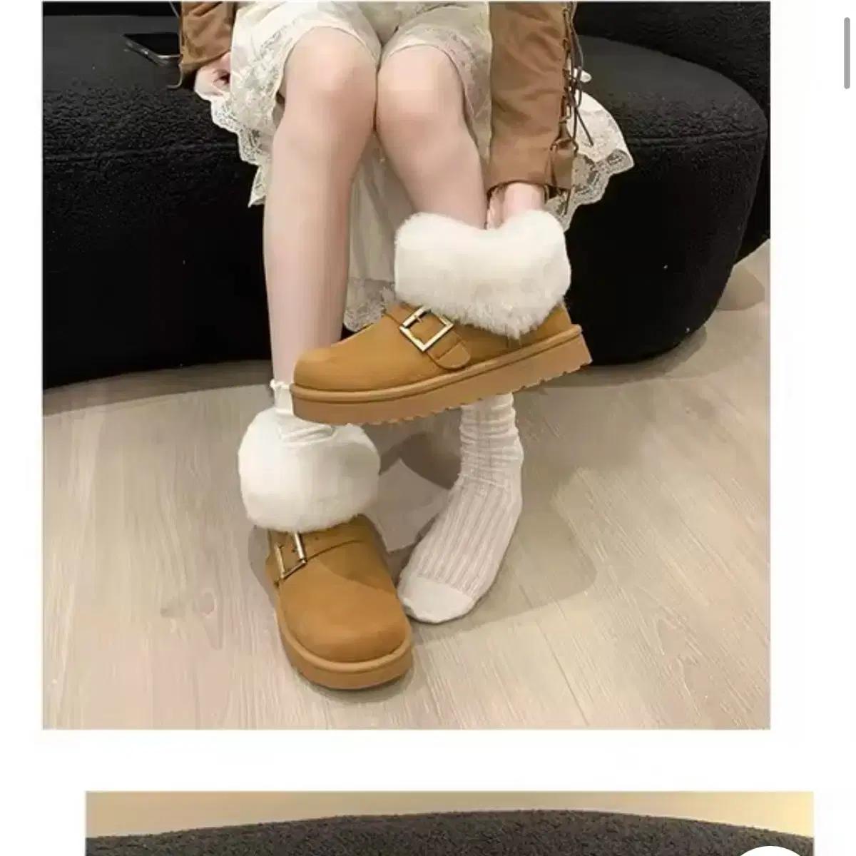 퍼 부츠 털 안감 버클 장식 / 데일리 캐주얼 빈티지 y2k 러블리