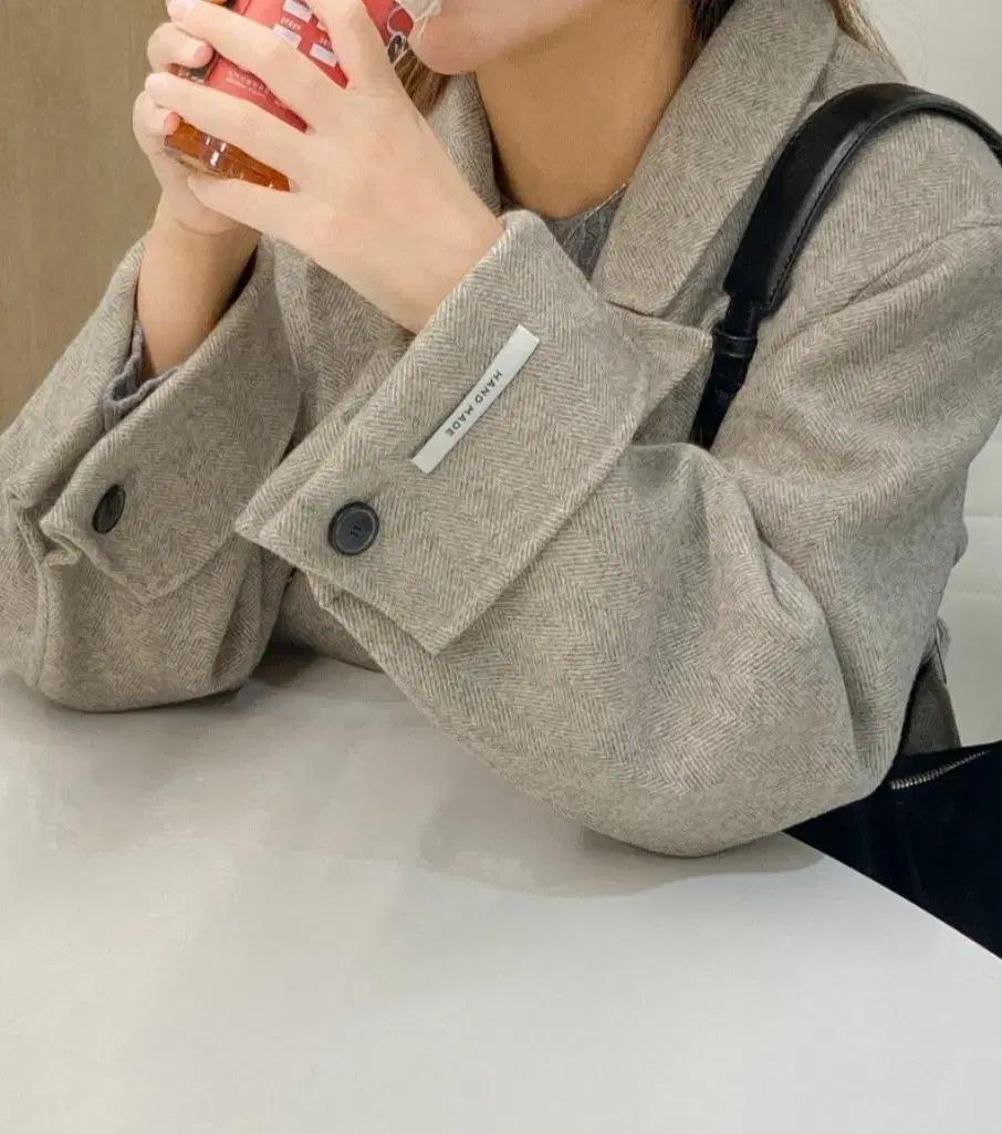 블랙폼 애드폼 울 헤링본 핸드메이드 롱코트