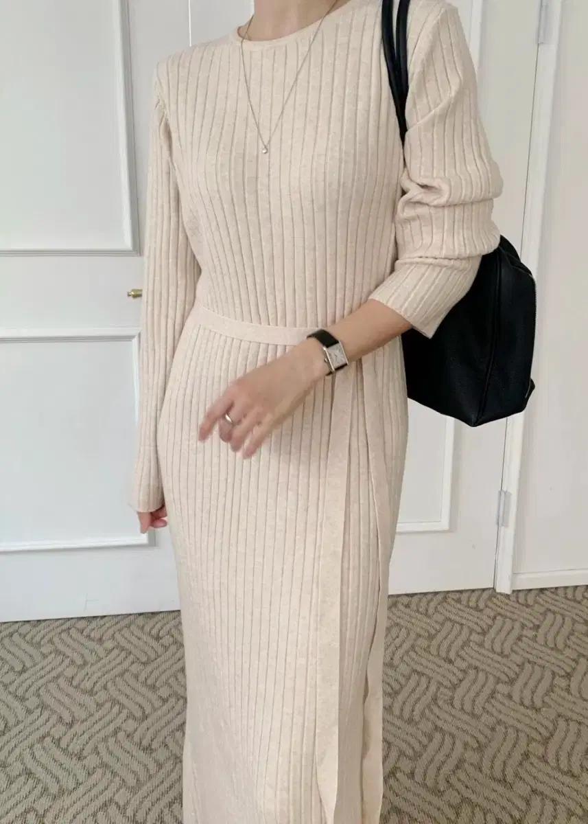 골지 마일드 롱 원피스 임산부 원피스 겨울 롱 니트 원피스 브라운 새상품