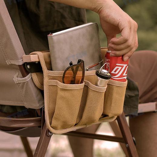 [무배/미개봉] 감성 캠핑 의자 사이드 오거나이저 2단 수납 브라운