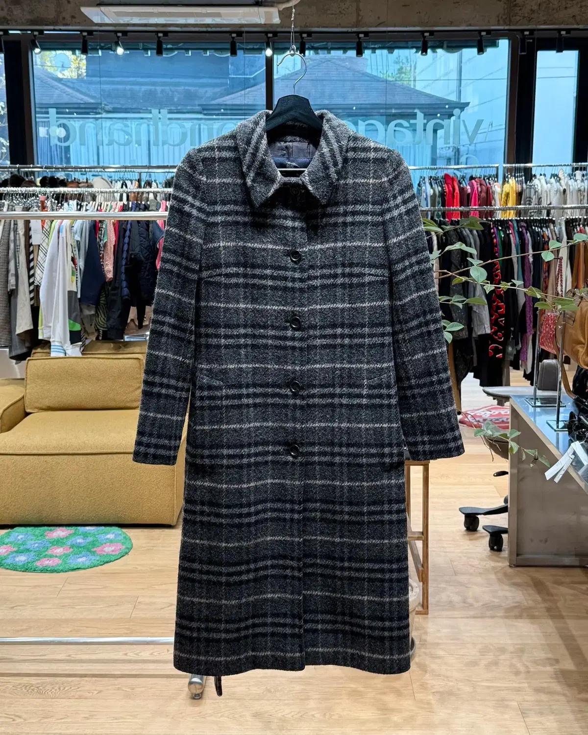 버버리 그레이 노바체크 울 롱 코트