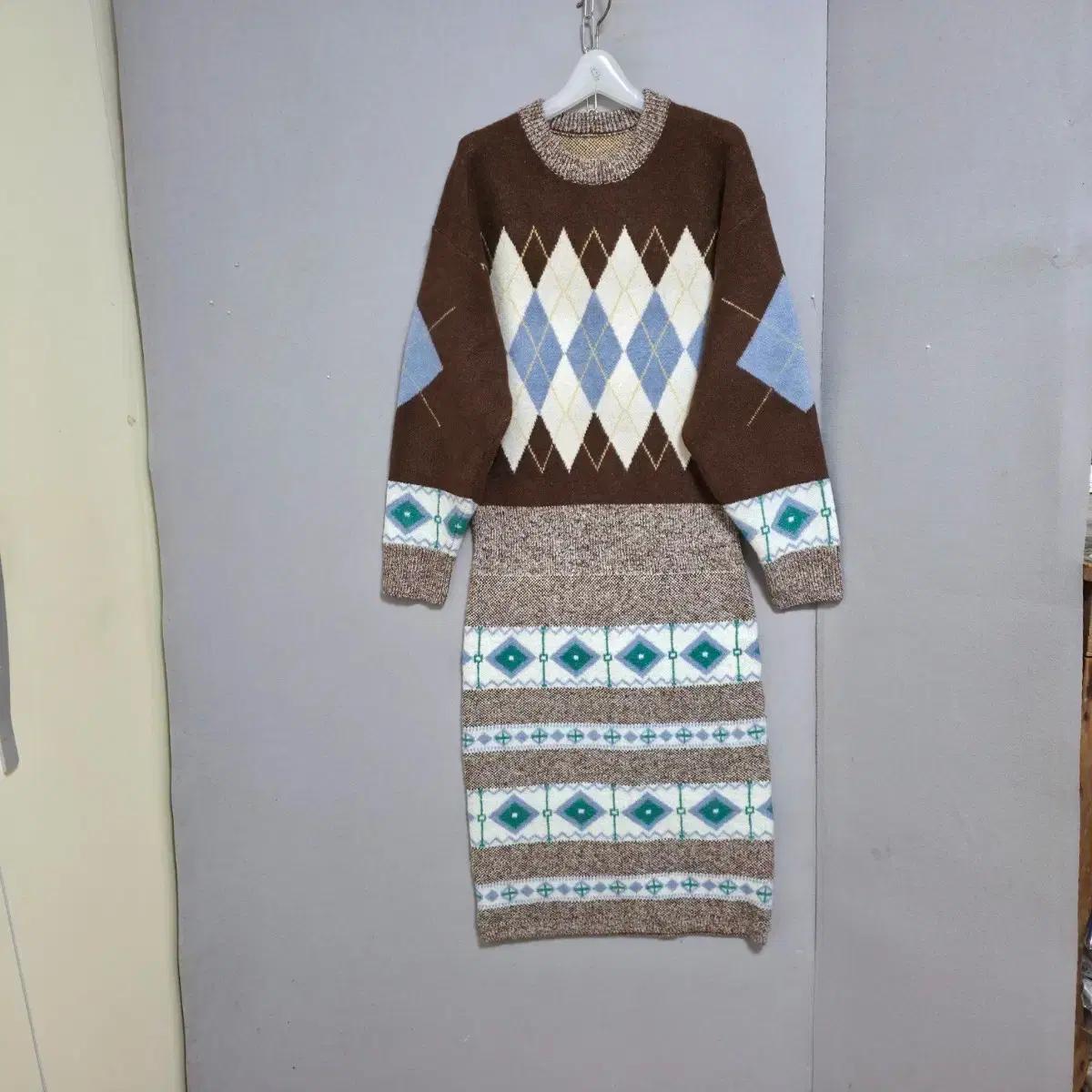 아가일체크 니트 원피스 F n2400 애슐리상점