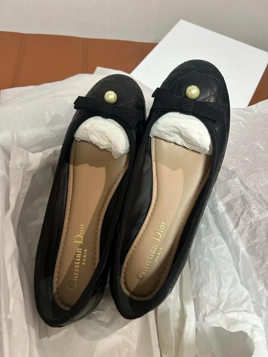 디올 발레리나 플랫 까나쥬 블랙