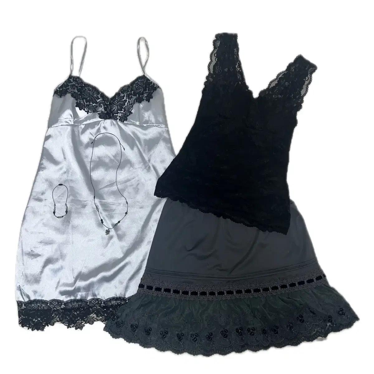 *코디셋* *옷랜박*빈티지 페어리 레이스 슬립 드레스 목걸이 팔찌 코디