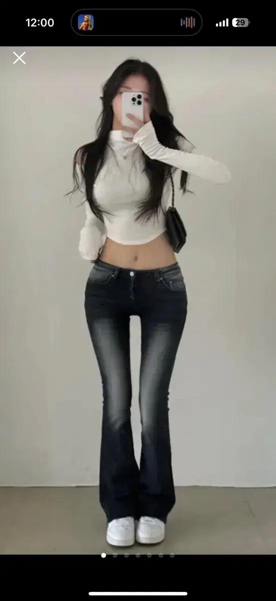 룩캣미 골반패드 로우라이즈 청바지 딥블루 m
