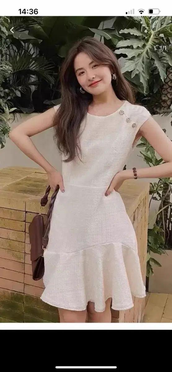 s사이즈) 수입의류 셀포 트위드 플레어 미니원피스  여름 트위드원피스