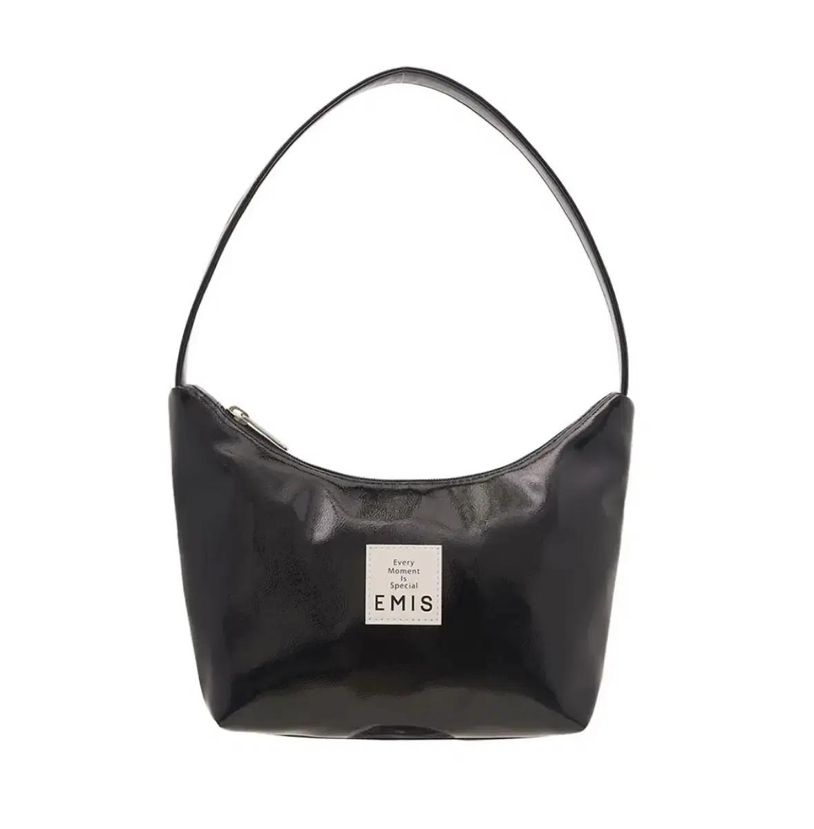emis 에미스 에나멜 숄더백 블랙
