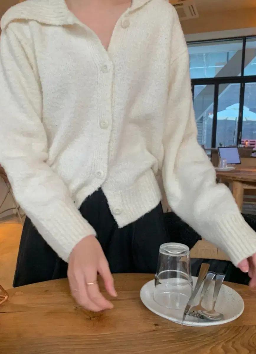 르아브르 알파카 카라 가디건