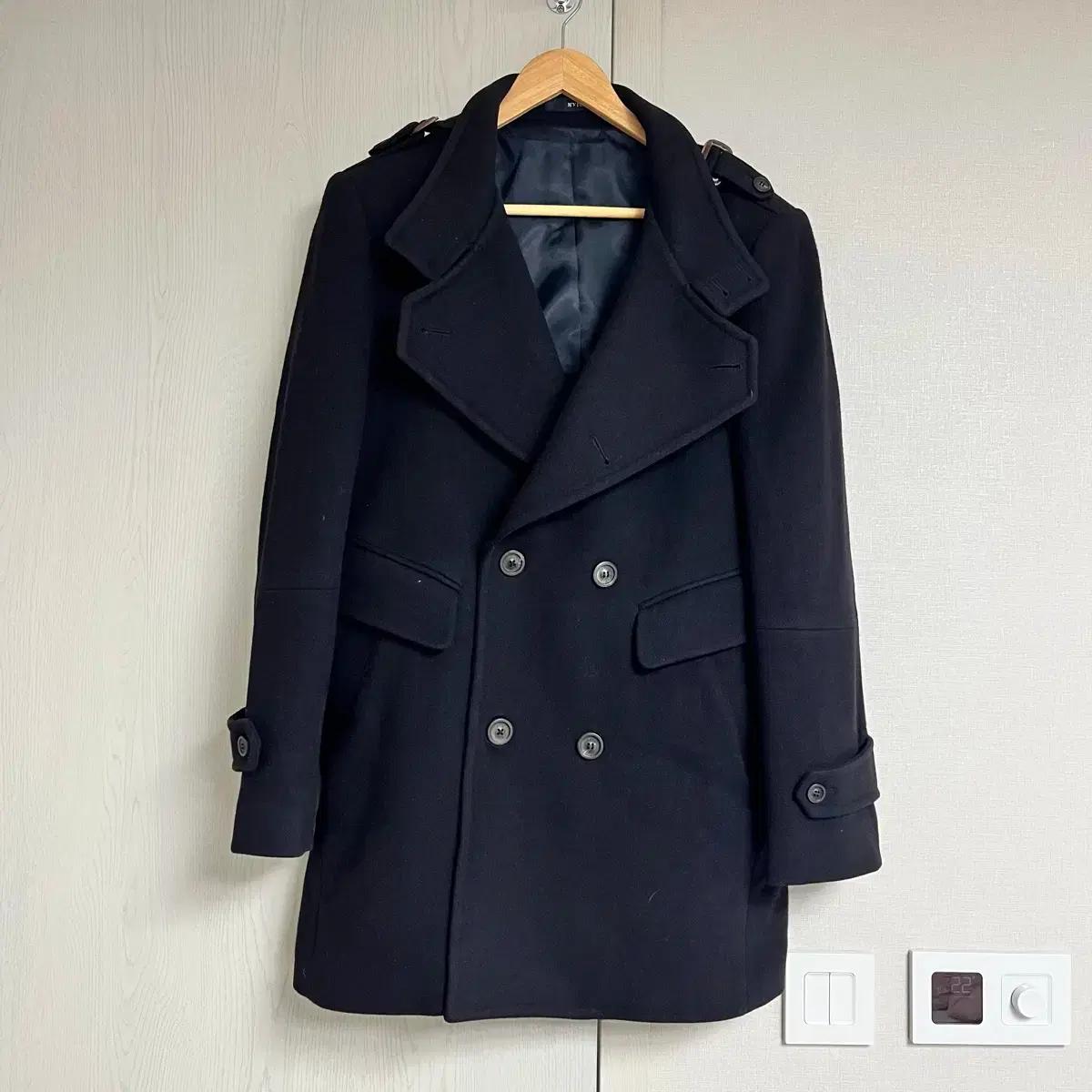 엠비오 남성 네이비 울캐시미어 반코트 100사이즈