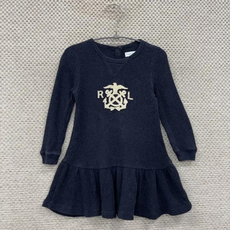 폴로 랄프로렌 키즈 와플 긴팔 니트 원피스 24M B00134