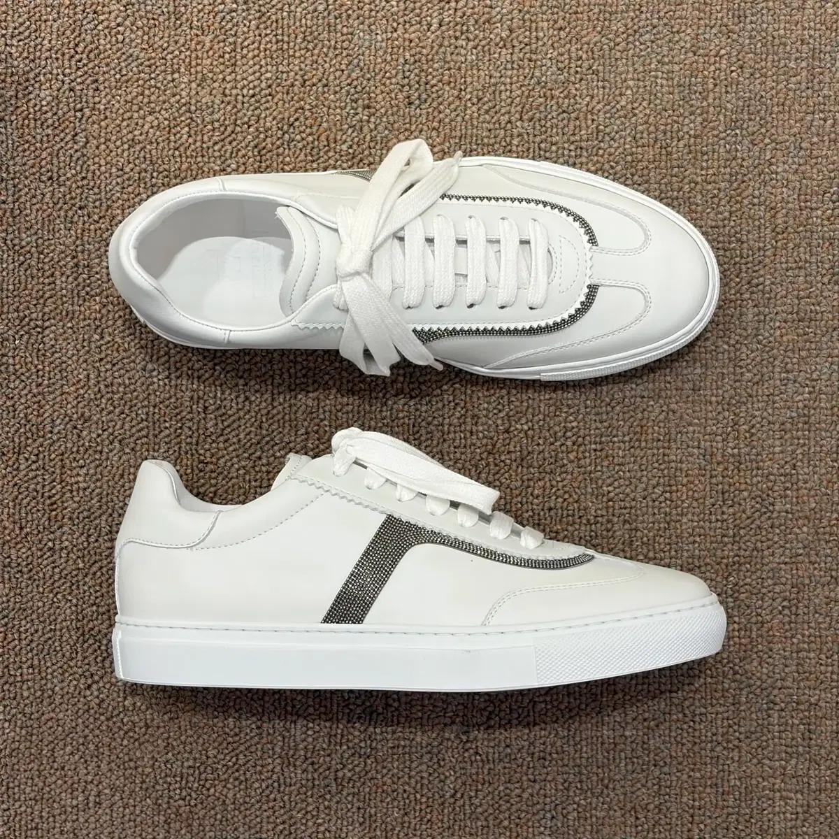 25S/S 브루넬로쿠치넬리 여성 모닐리 레더 화이트 스니커즈