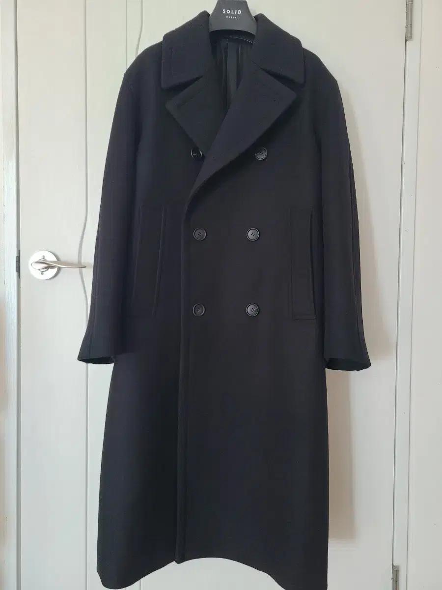 솔리드옴므 25FW 블랙 롱 더블 피코트 (남성코트)